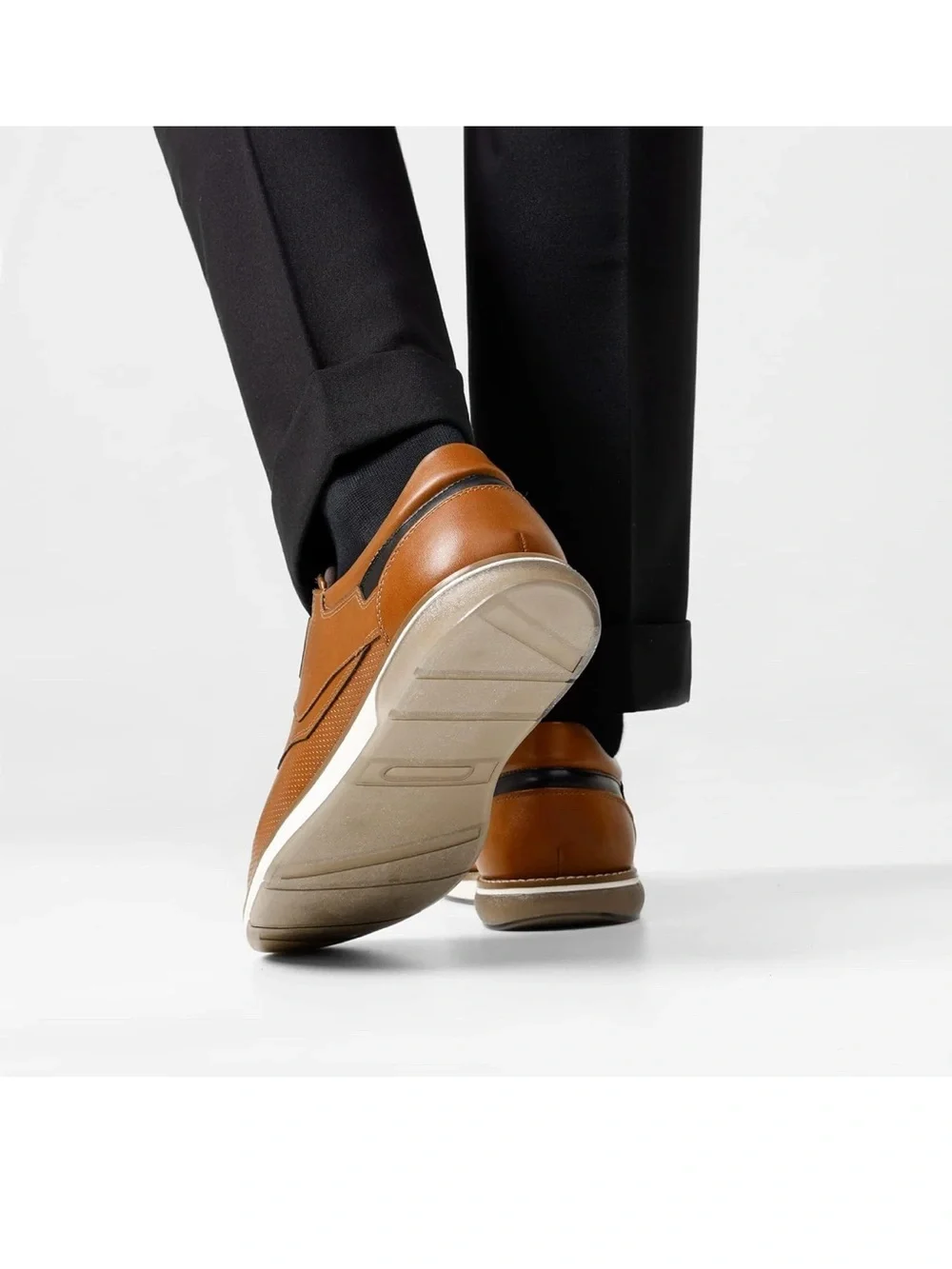 Men's Tan Leather Derby with Perforated Toe
